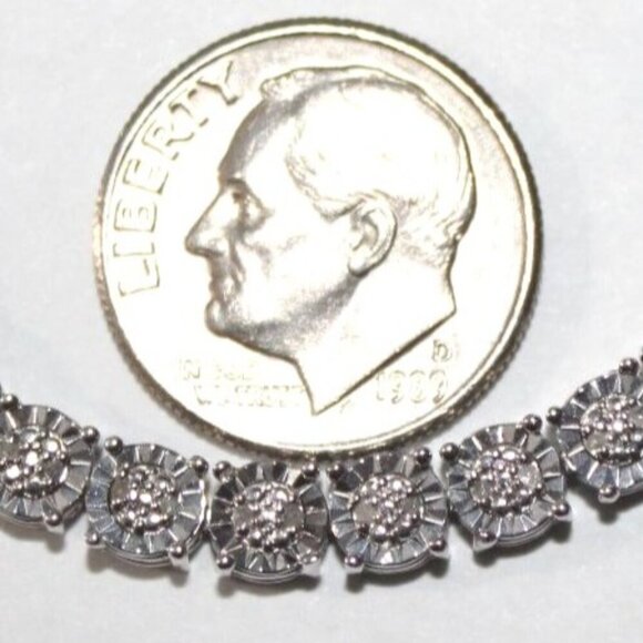 Faceted Sterling Silver Tennis Bracelet - Picture 5 of 6